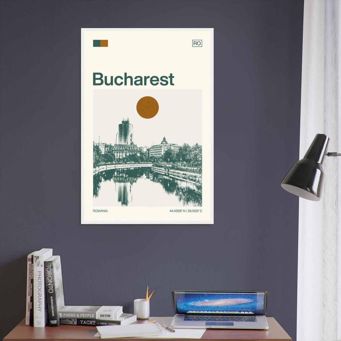 Bucharest Romania City Center Duotone View Art Travel Poster - Image 3