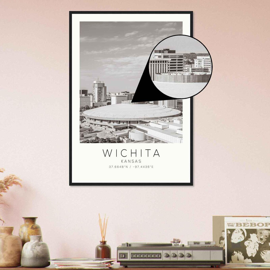 Wichita Kansas Downtown Arena Aerial Skyline Photo Travel Poster - Image 4
