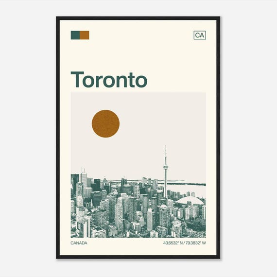 Toronto Canada Minimalist Monochrome Travel Poster