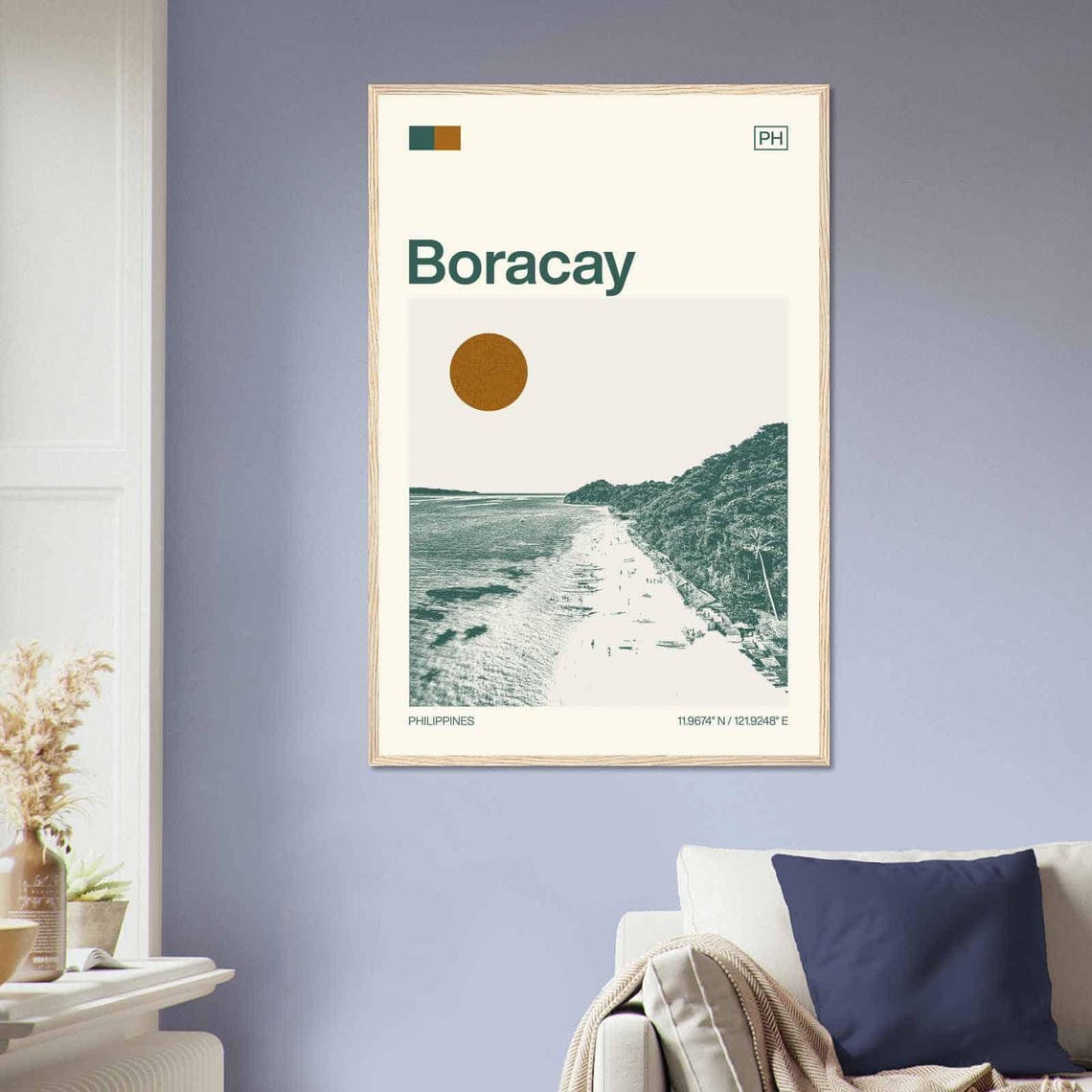 Boracay Philippines White Beach Aerial Vintage Travel Poster - Image 2
