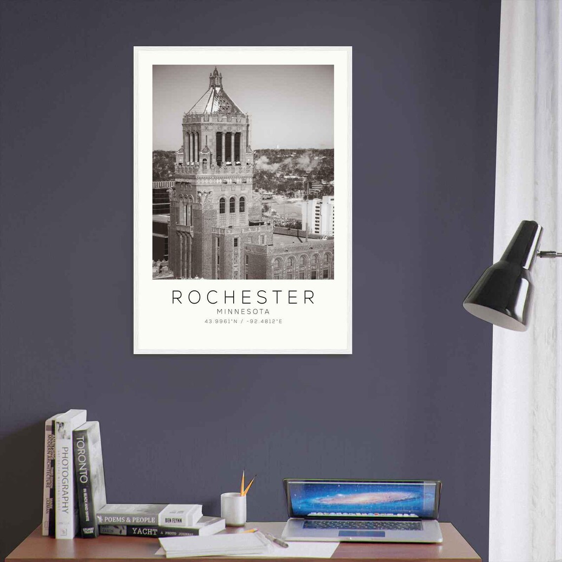 Rochester Minnesota Mayo Clinic Tower Black And White Photo Poster - Image 3