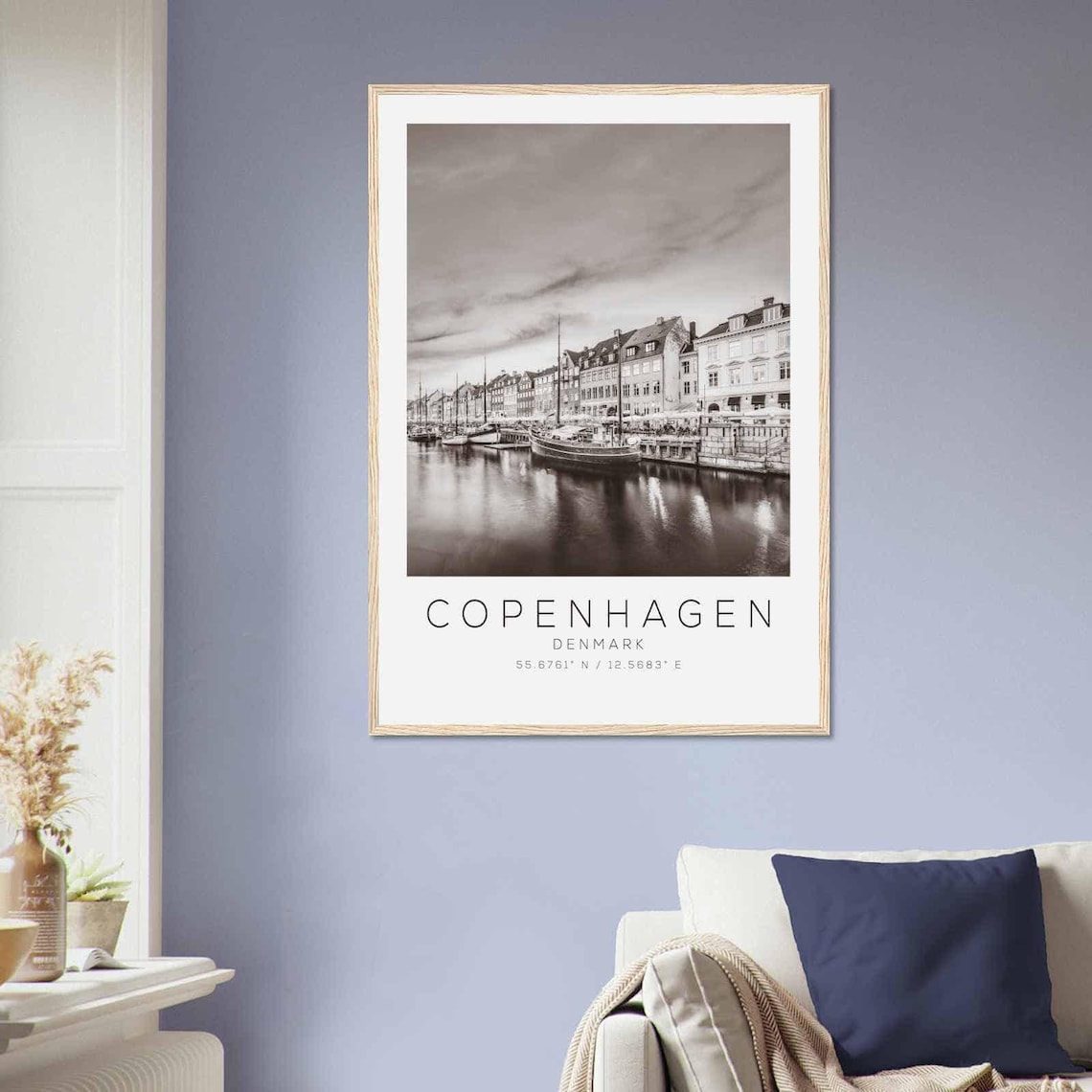Copenhagen Denmark Nyhavn Harbor Boats Black and White Travel Poster - Image 2