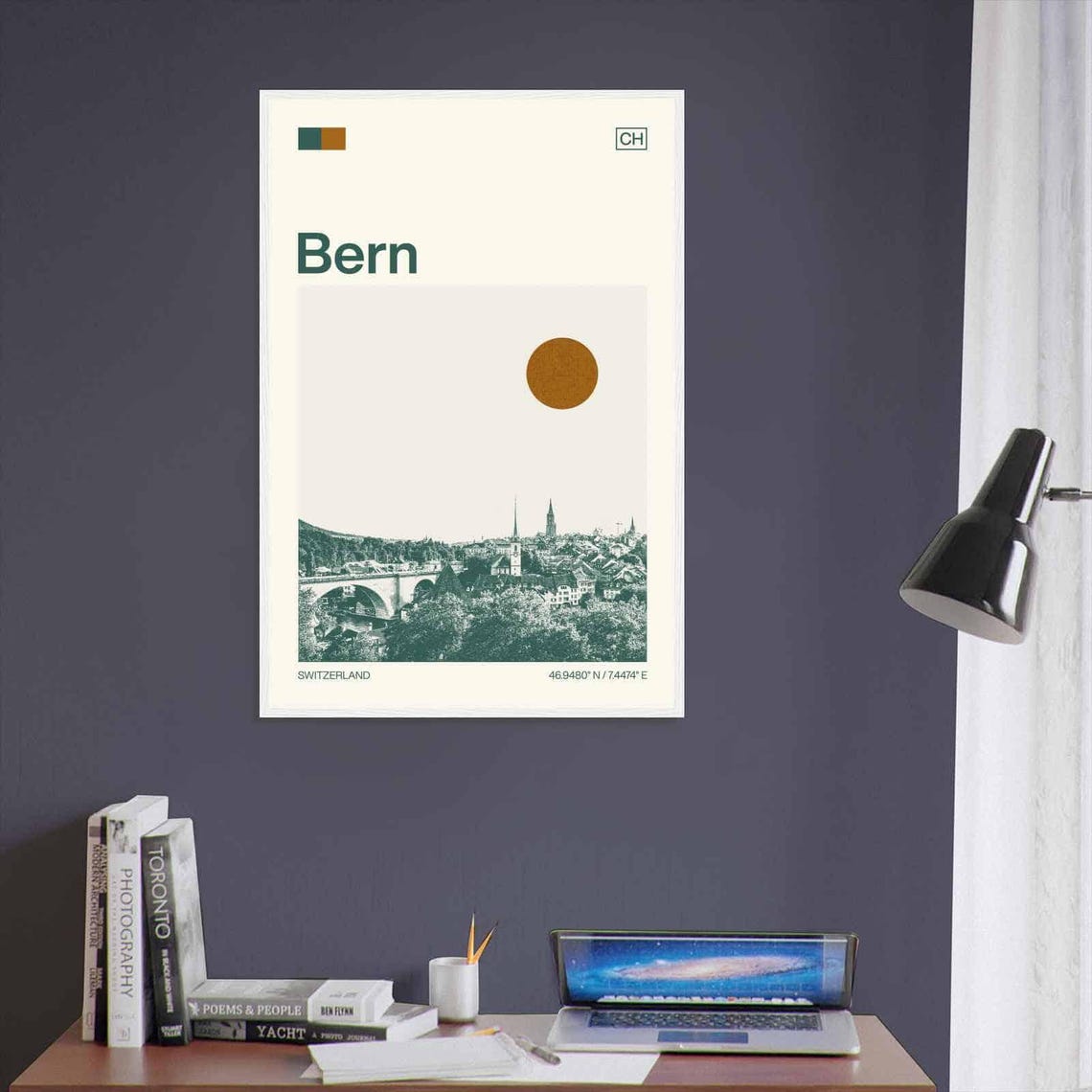 Bern Switzerland Old Town Bridge Vintage Style Travel Poster - Image 3