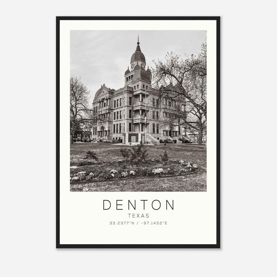 Denton Texas Historic Courthouse Clock Tower Square Photo Poster