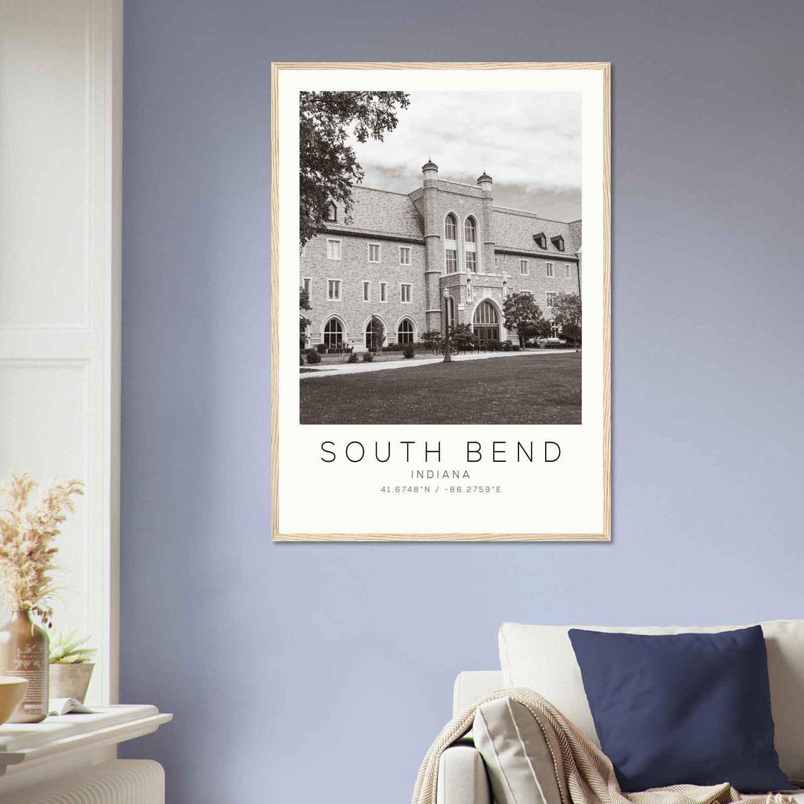 South Bend Indiana Notre Dame Campus Hall Minimalist Photo Poster - Image 2