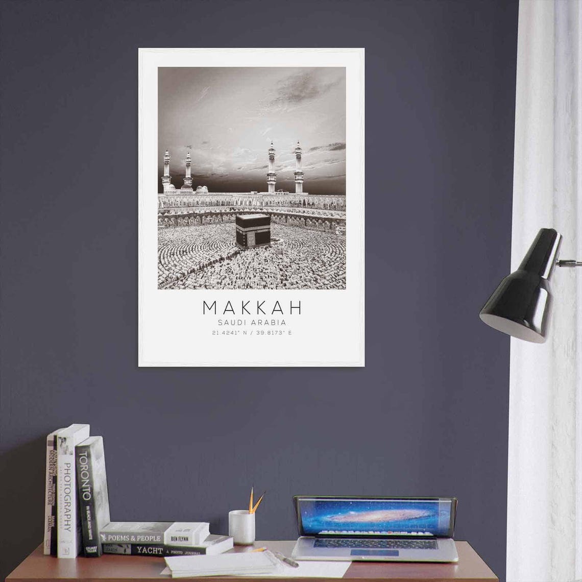 Makkah Saudi Arabia Kaaba Grand Mosque Black and White Photo Poster - Image 3