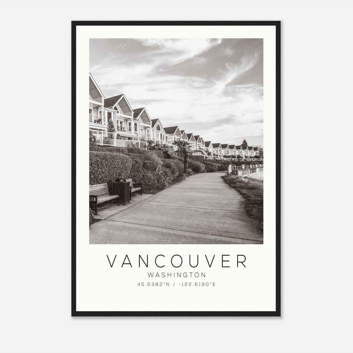 Vancouver Washington Waterfront Promenade Homes Photo Travel Poster