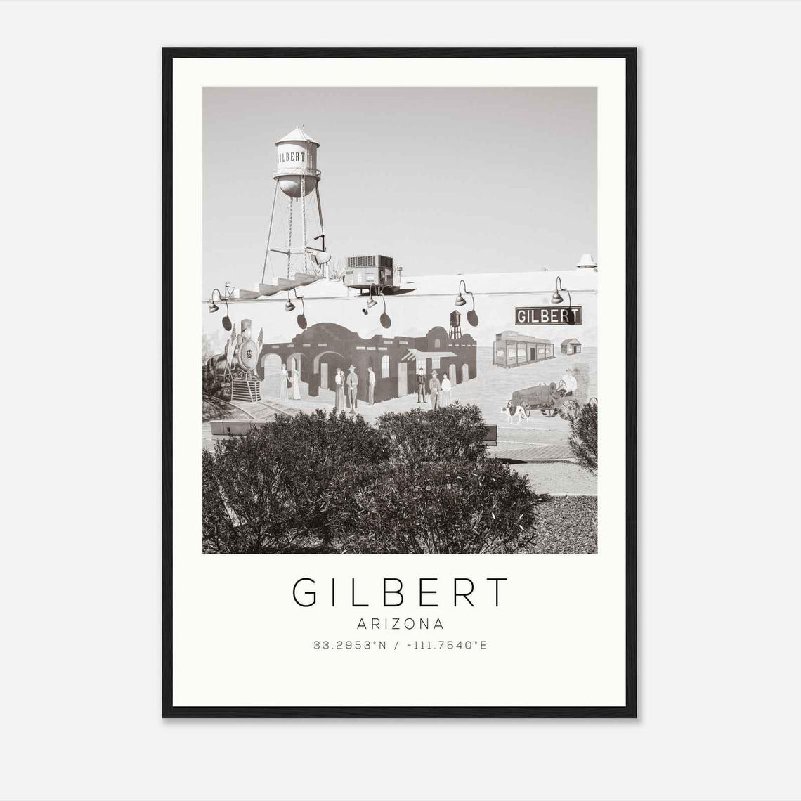Gilbert Arizona Downtown Water Tower Mural Vintage Photo Poster