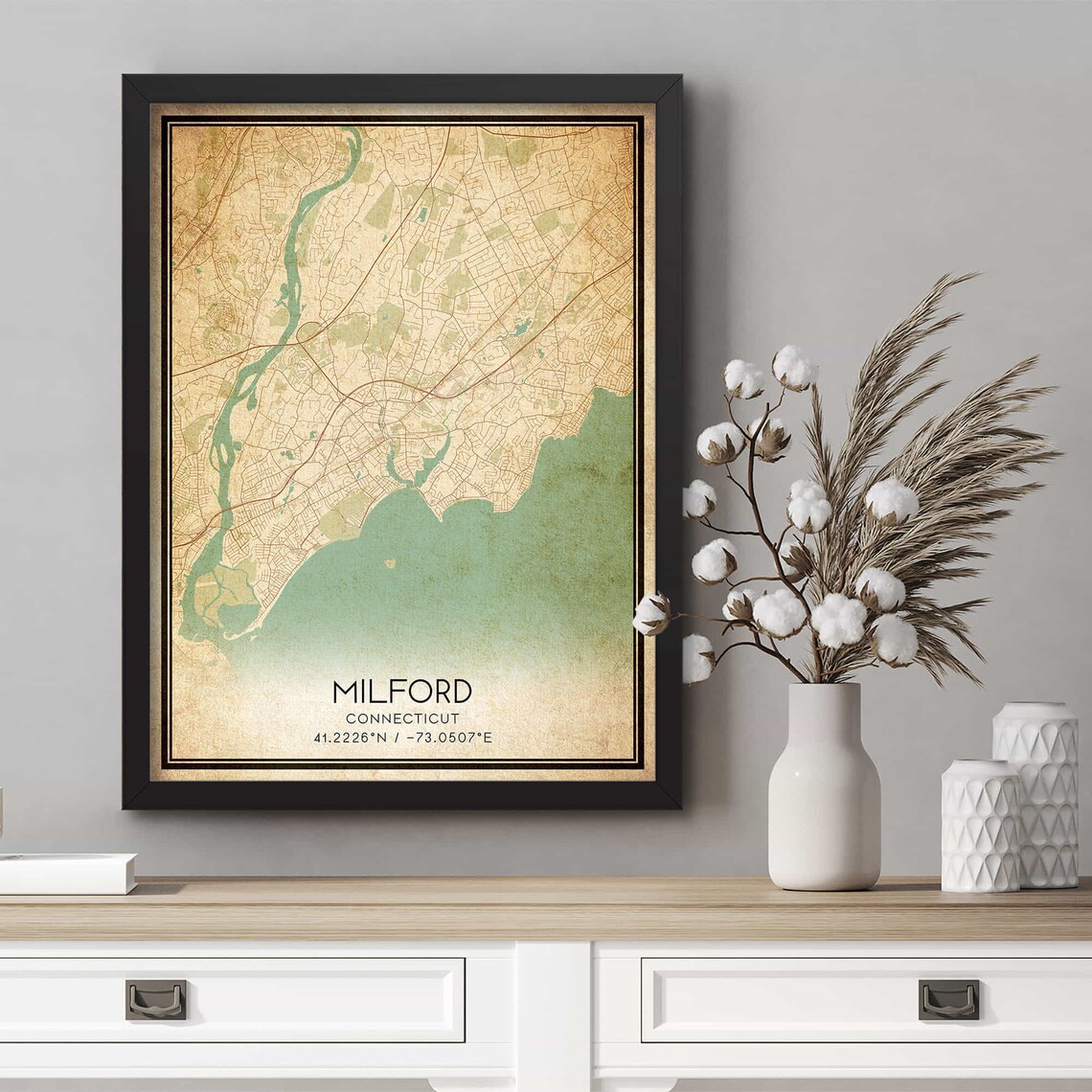 Milford Connecticut Vintage Map Art Print - Image 4