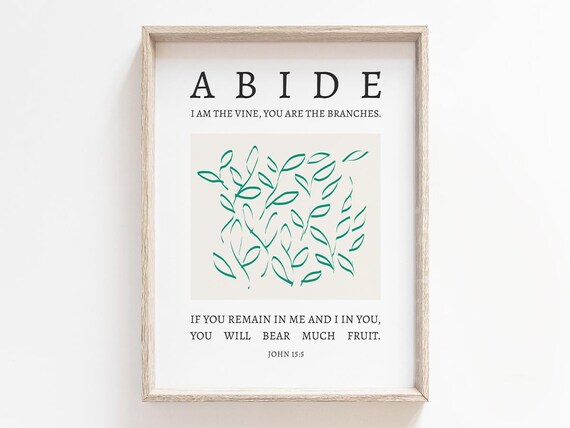 Abide John 155 Vine Branches Minimalist Botanical Christian Poster