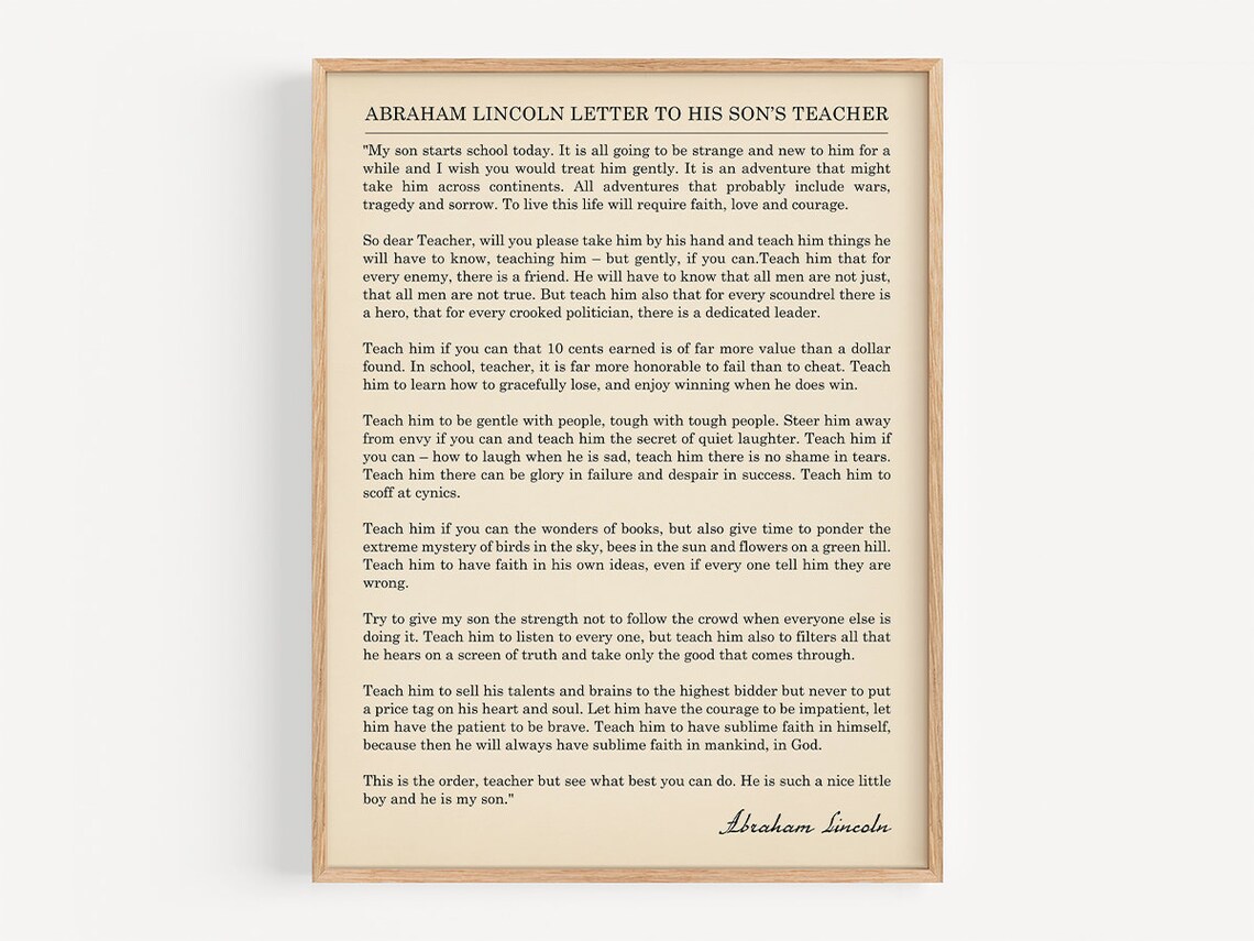 Abraham Lincoln Letter To His Sons, Art Print