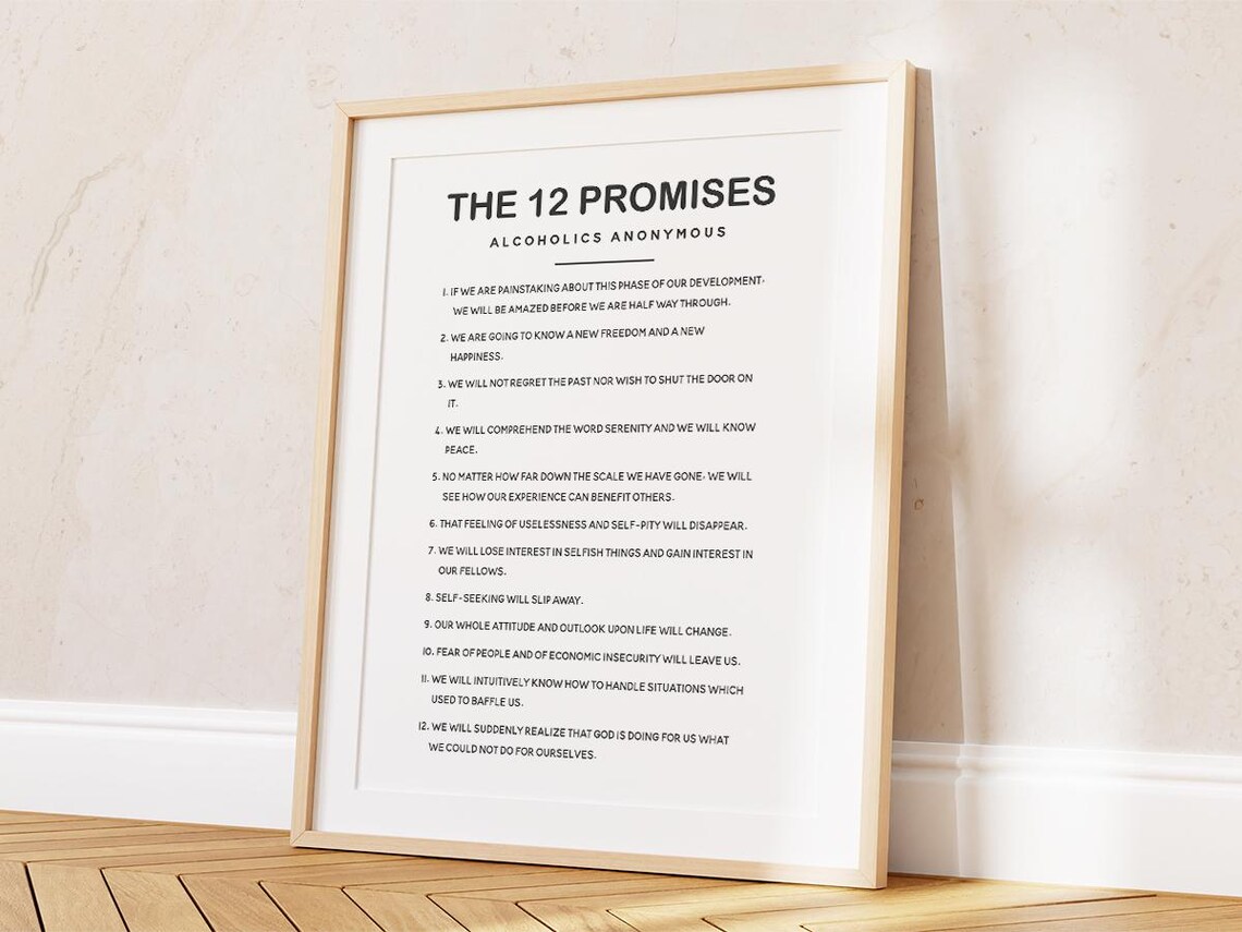 12 Promises Alcoholics Anonymous, Sobriety Gift - Image 2