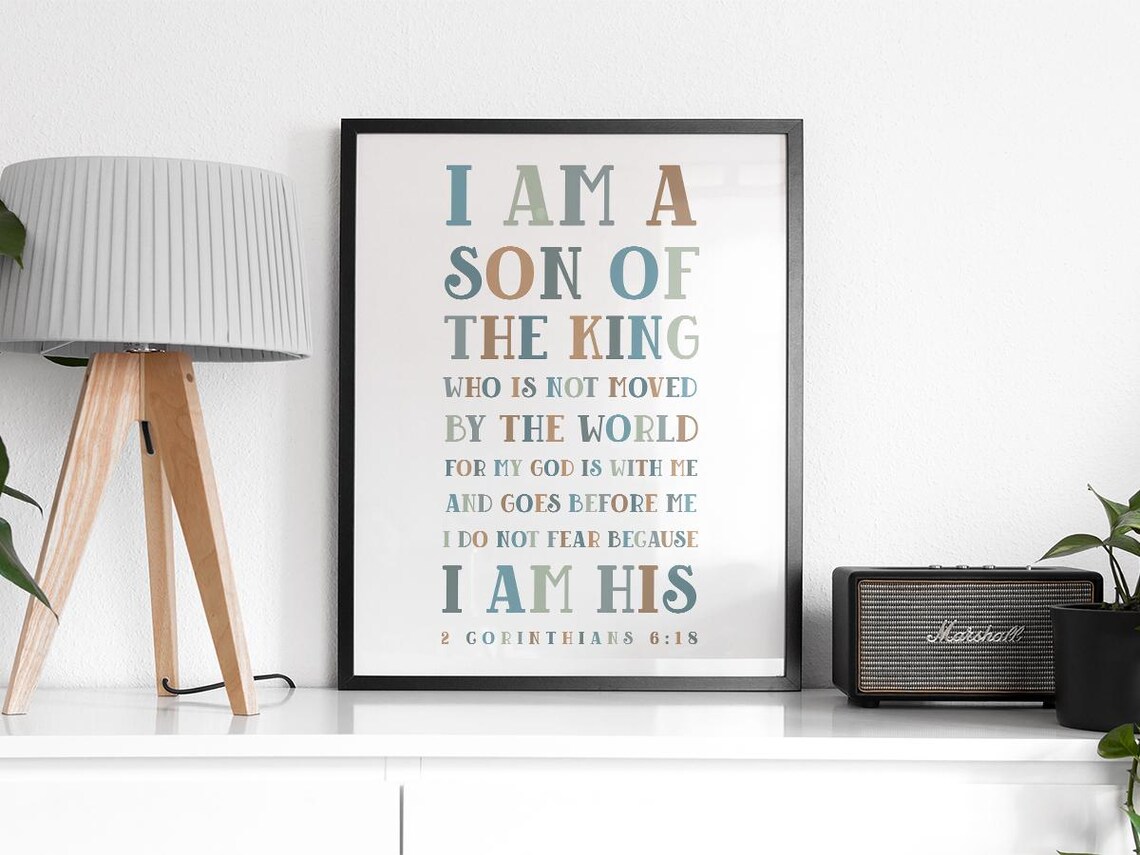 I Am Son of a King 2 Corinthians 6 18 Christian Bible Verse Nursery Poster - Image 2