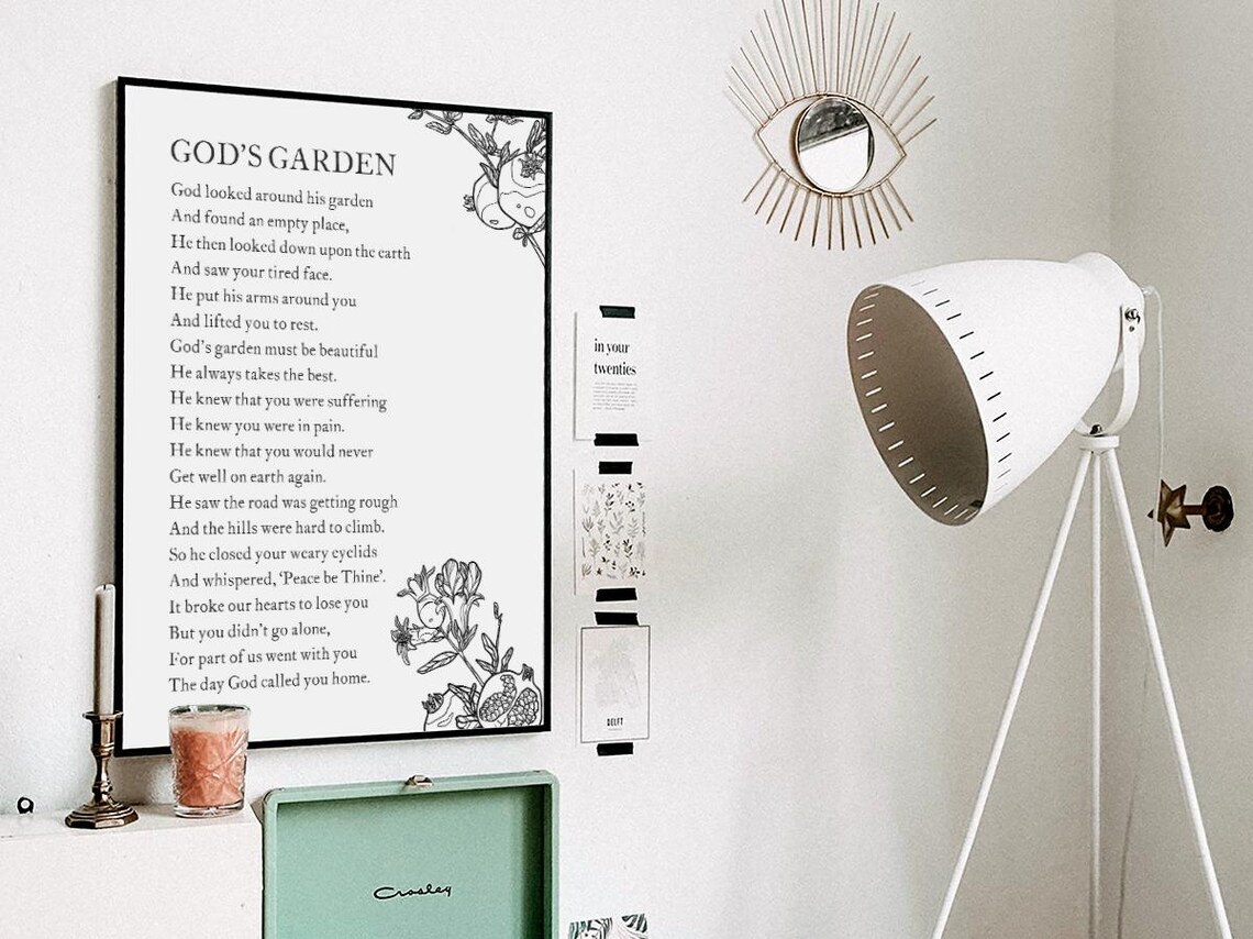Gods Garden Funeral Memorial Poem Religious Comfort Wall Art - Image 3
