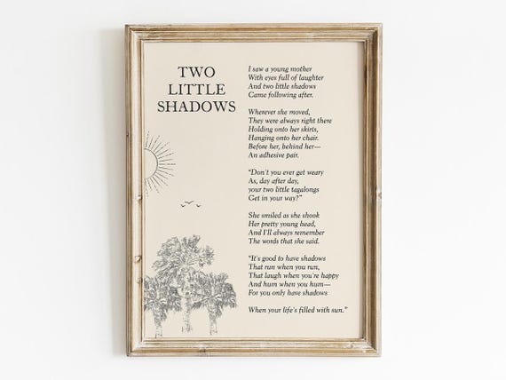 Two Little Shadows Poem, Motherhood Wall Art