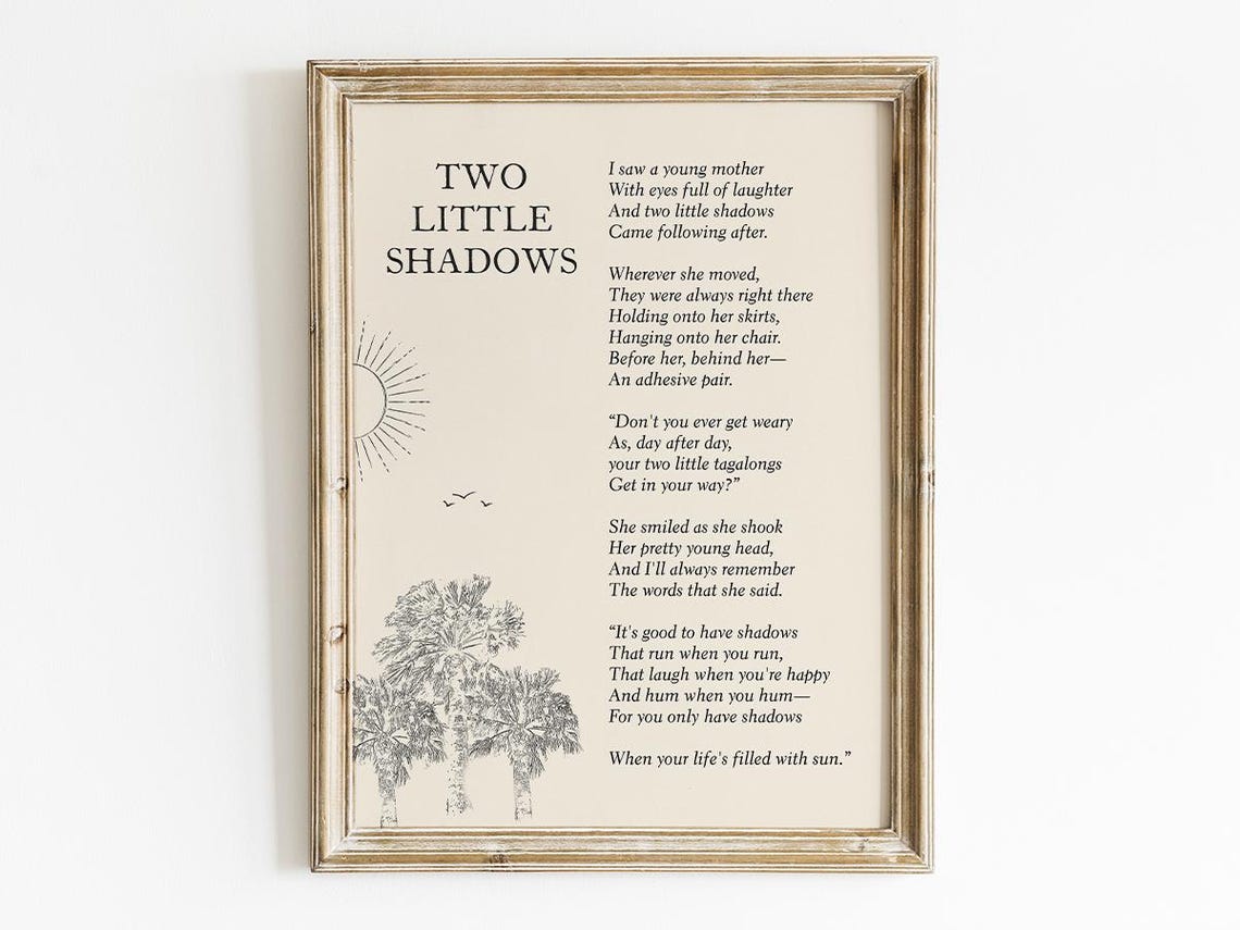 Two Little Shadows Poem, Motherhood Wall Art