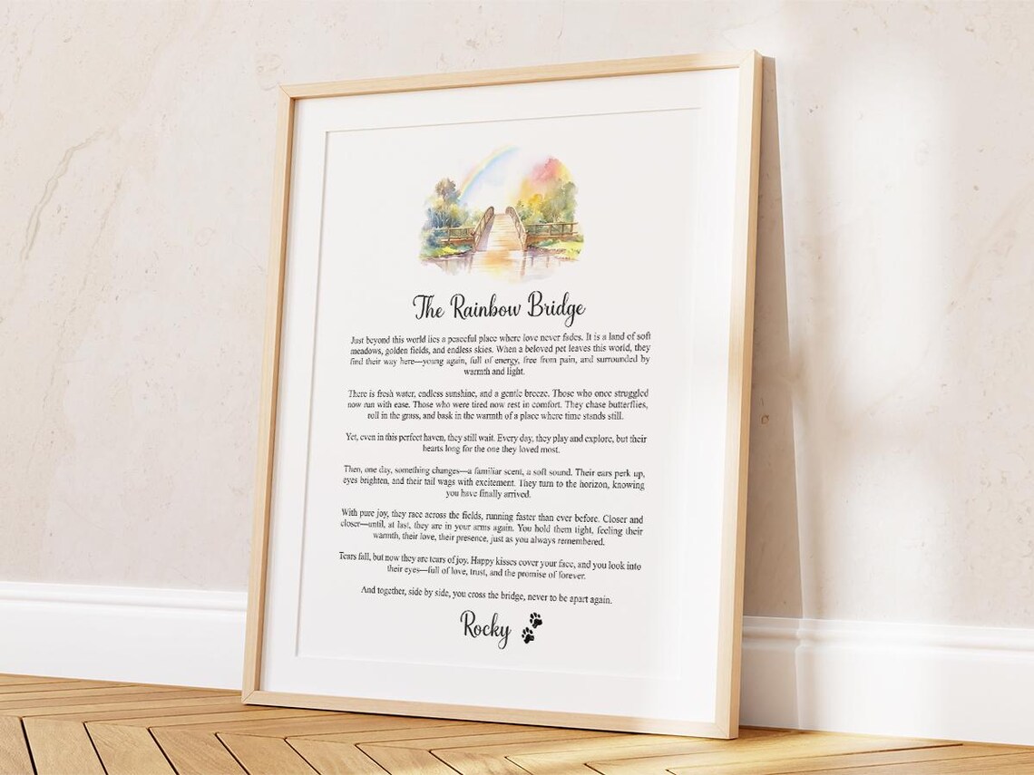 Custom Rainbow Bridge Dog or Cat Memorial Art Print - Image 3