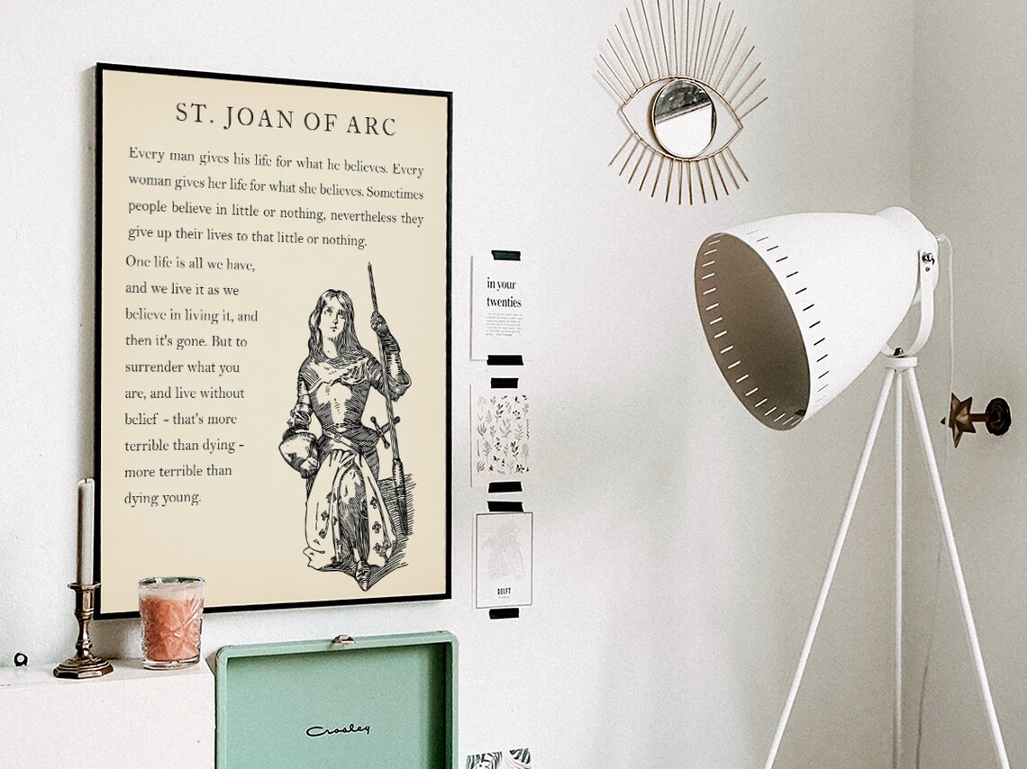 St Joan of Arc One Life Warrior Quote Spiritual Vintage Print - Image 3