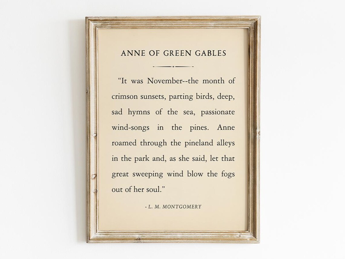 Anne Of Green Gables November Quote Art Print