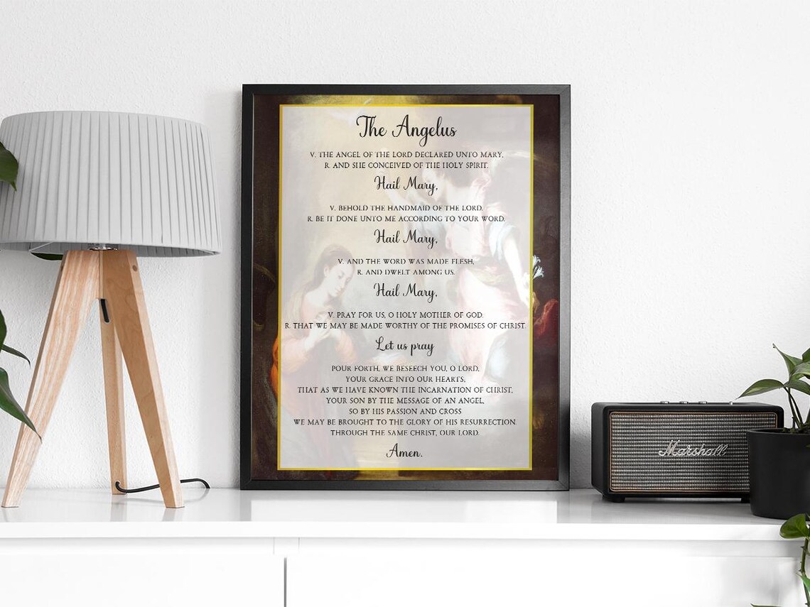 The Angelus Catholic Prayer With Vintage Annunciation Art Print - Image 2