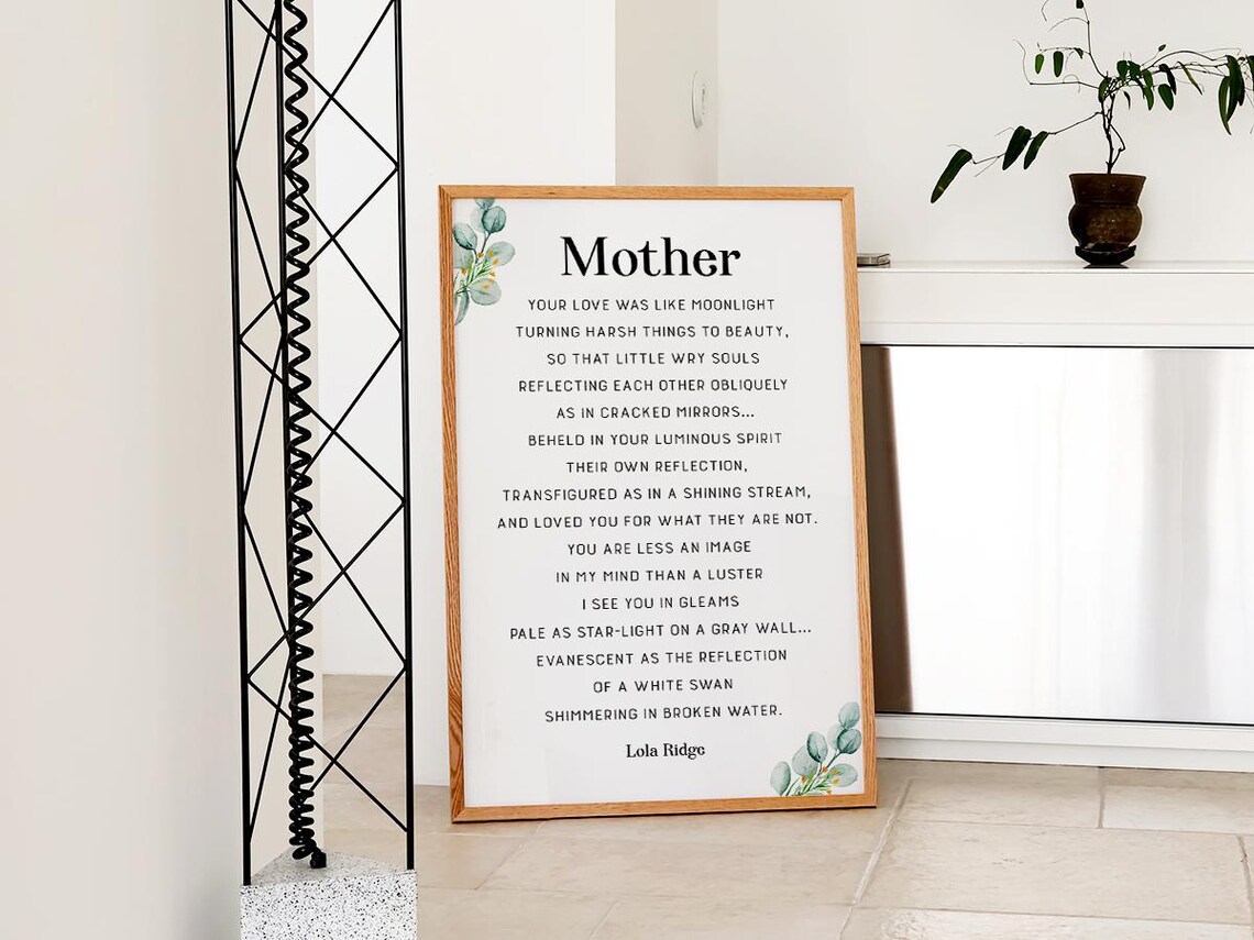 Mother Poem By Lola Ridge, Gratitude Mom Gift - Image 2