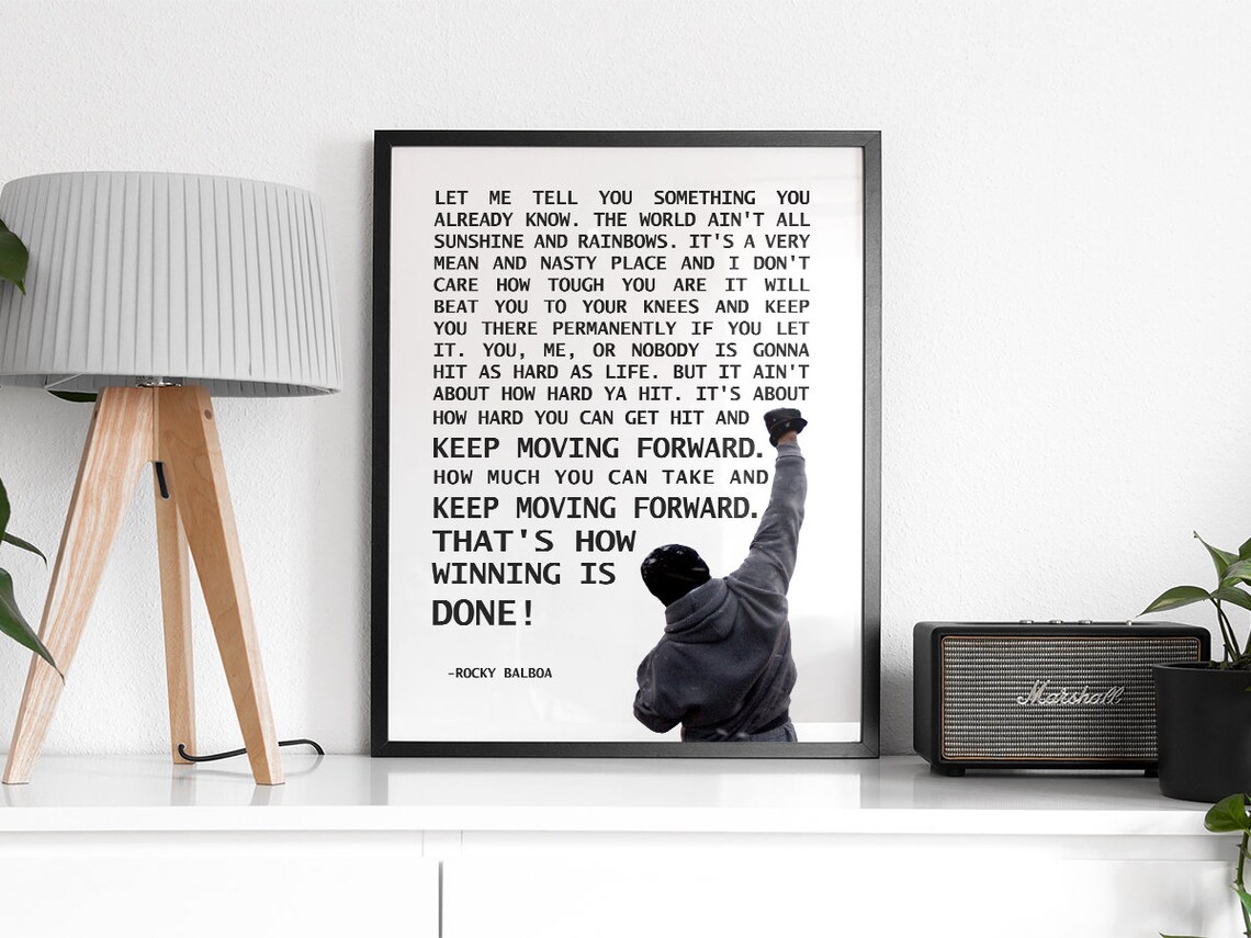 Rocky Balboa Keep Moving Forward Inspirational Boxing Speech Quote Poster - Image 2