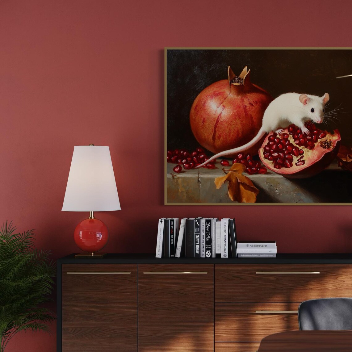 Still Life Mouse Pomegranate Vintage Kitchen Art Print - Image 4