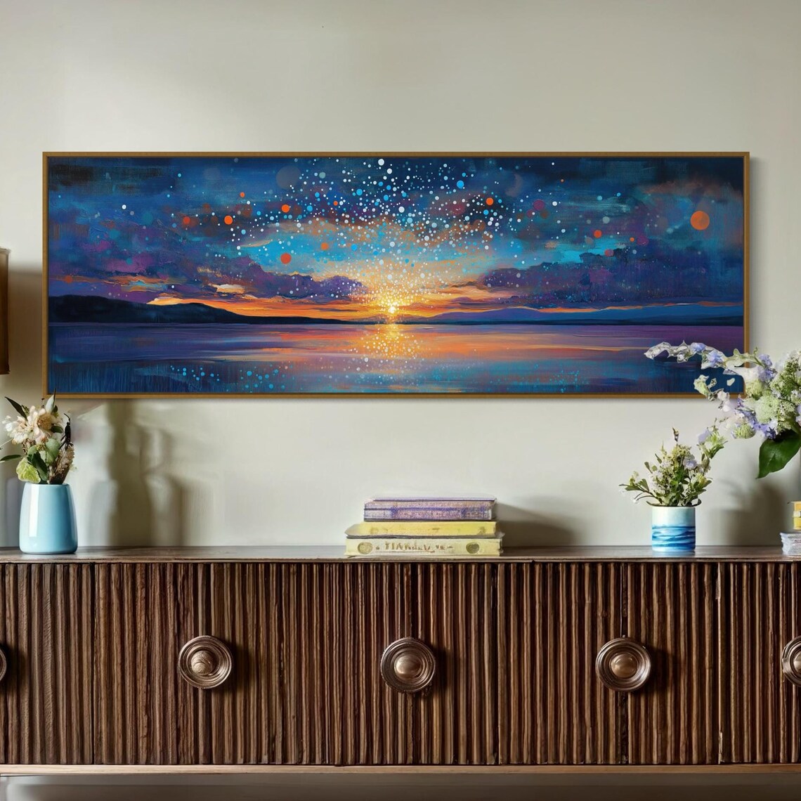 Ocean Sunset Starry Sky Coastal Wall Art Print