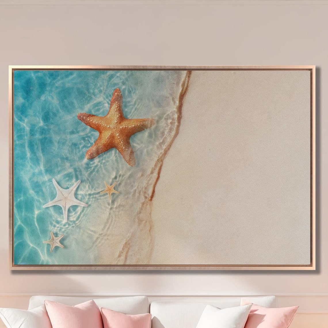Starfish In Clear Sea Water Art Print Sand Beach Wall Art Seascape Wall Decor Summer Poster