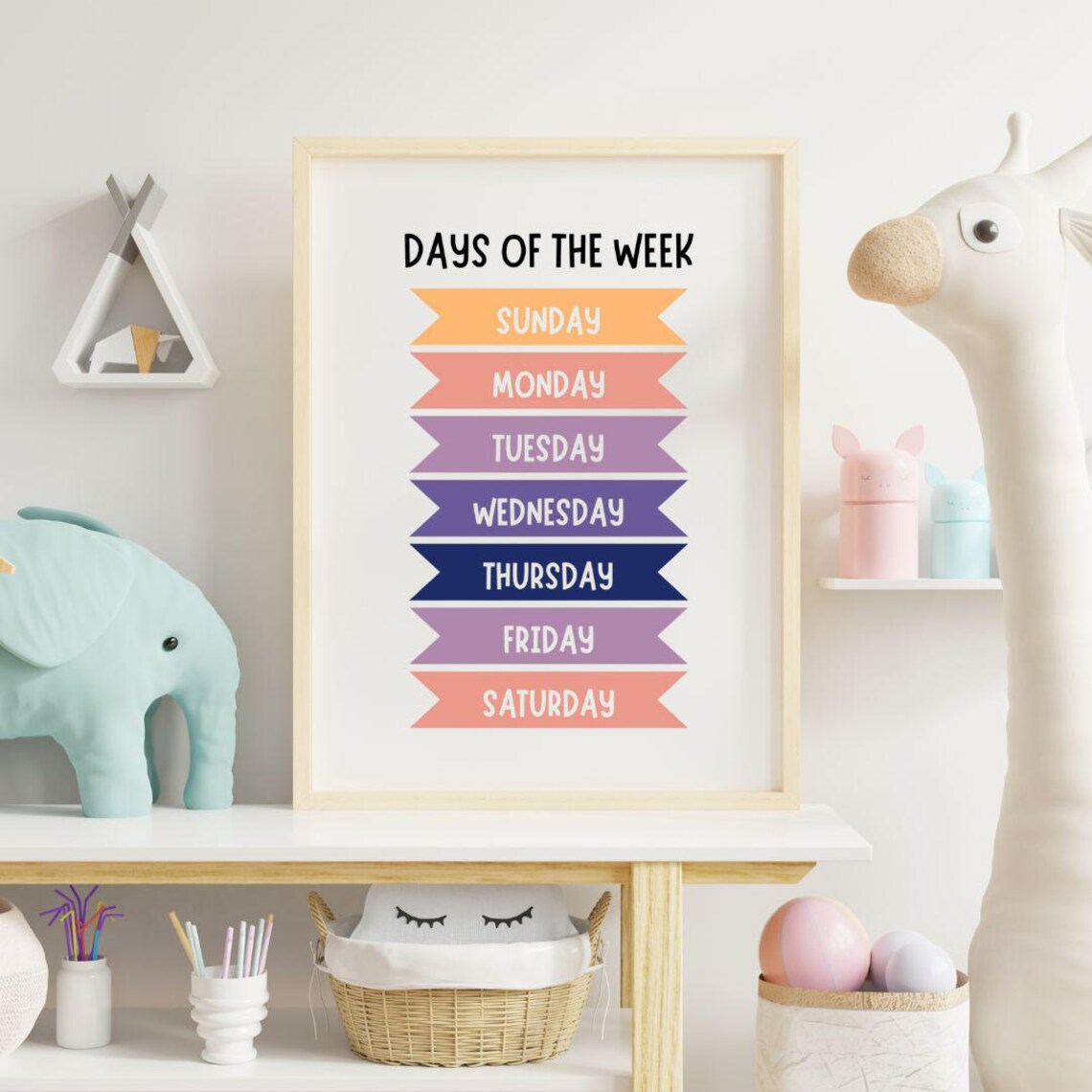 Days Of The Week Pastel Ribbon Banner Kids Chart Educational Poster - Image 3