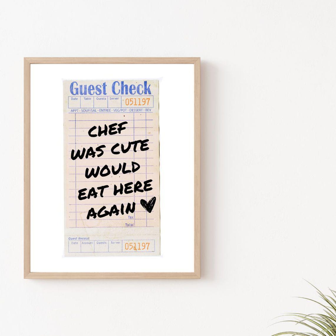 Chef Was Cute Would Eat Here Again Vintage Guest Check Poster - Image 2