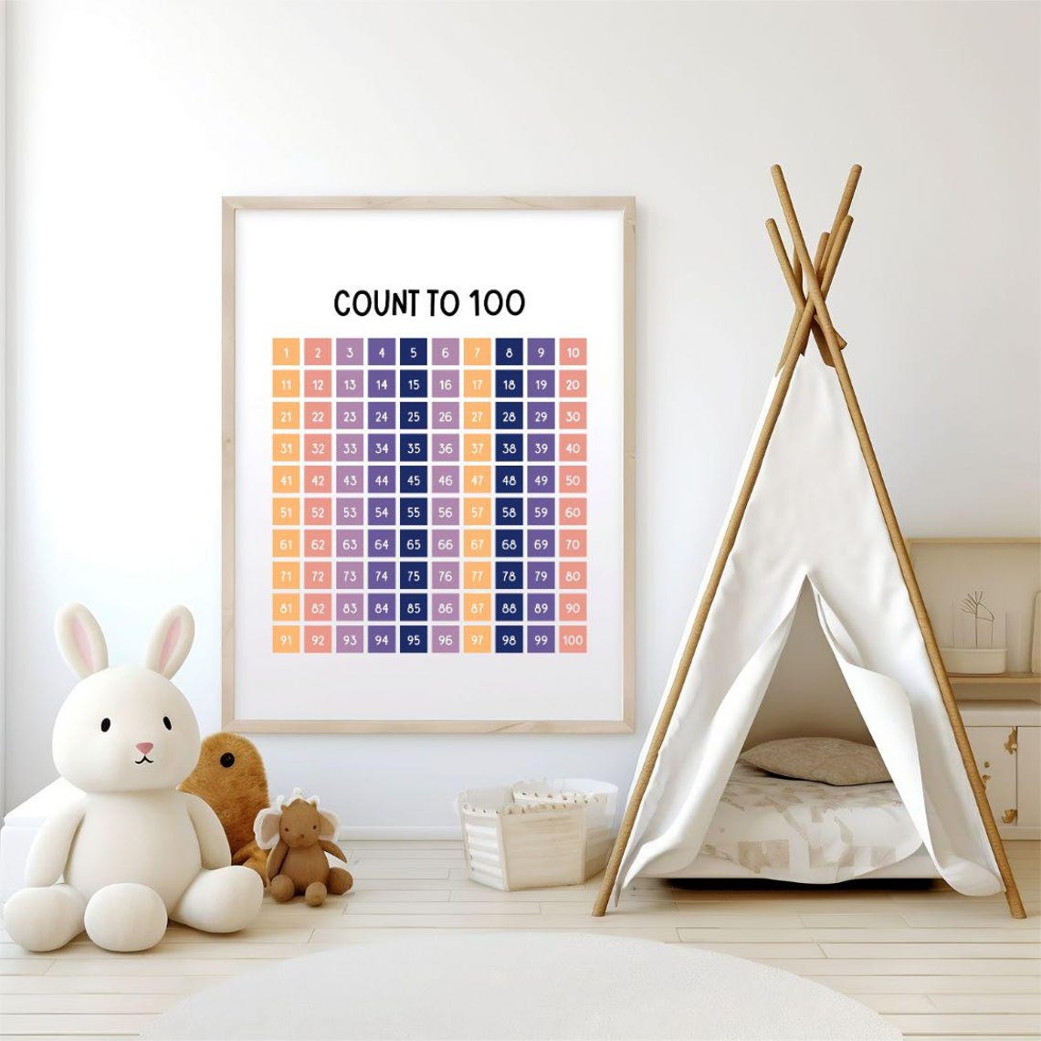 Count To 100 Hundreds Chart Pastel Numbers Grid Math Learning Poster - Image 3