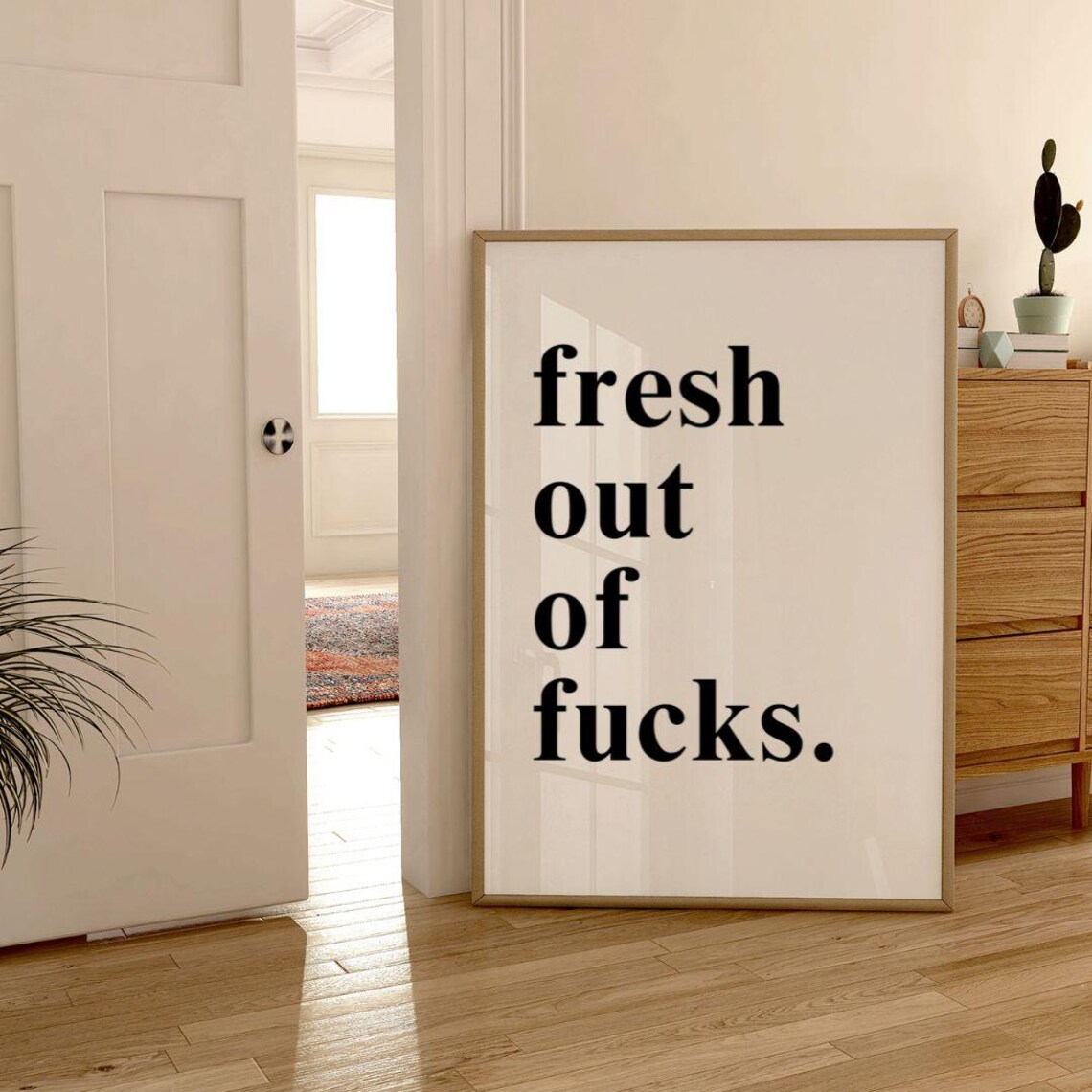 Funny Fresh Out Of Fucks Profanity Humor Bold Black White Poster - Image 3