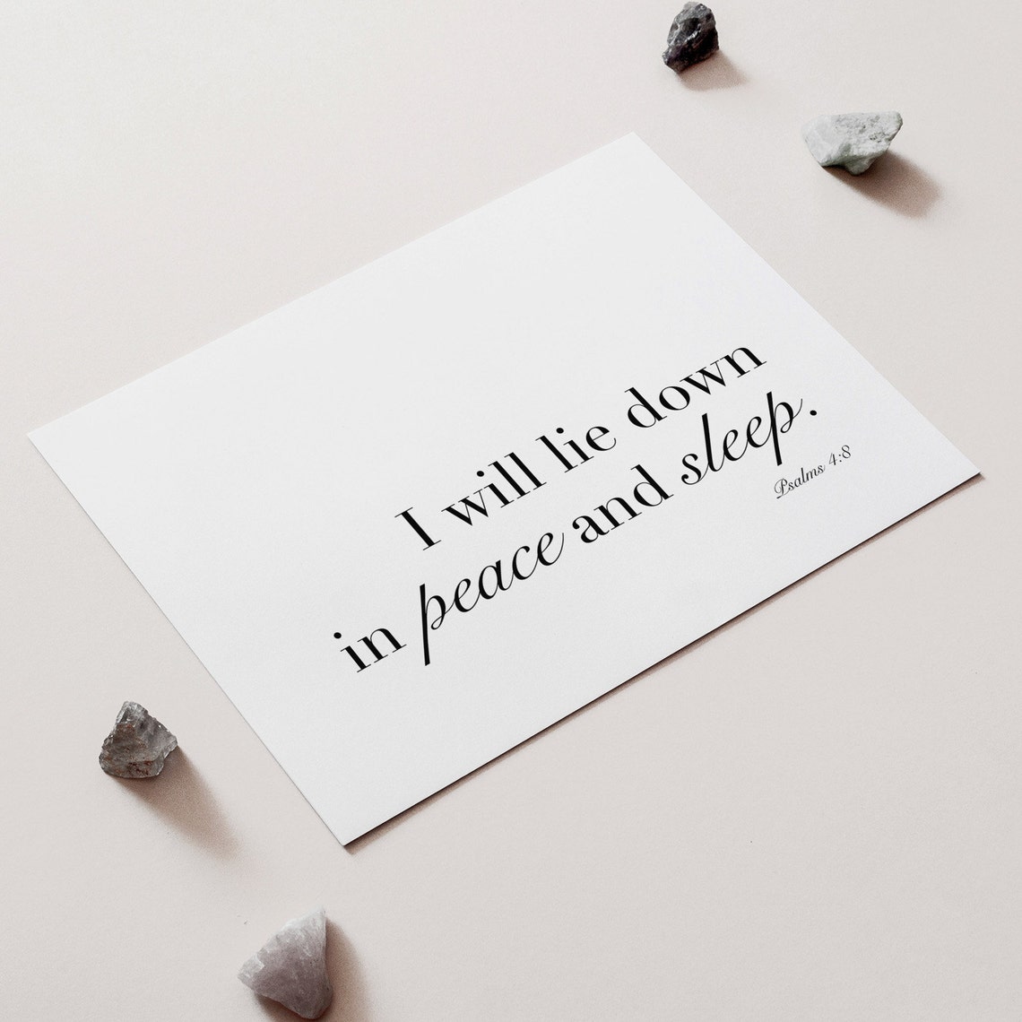 I Will Lie Down In Peace And Sleep Psalm 48 Nursery Scripture Wall Art - Image 2