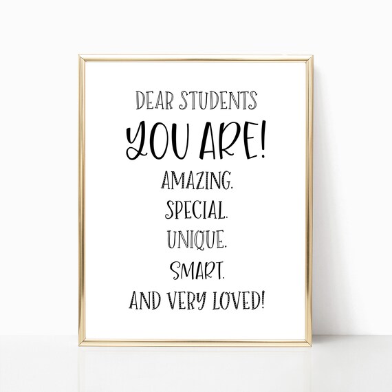 Dear Students You Are Amazing Special Loved Classroom Positivity Wall Art