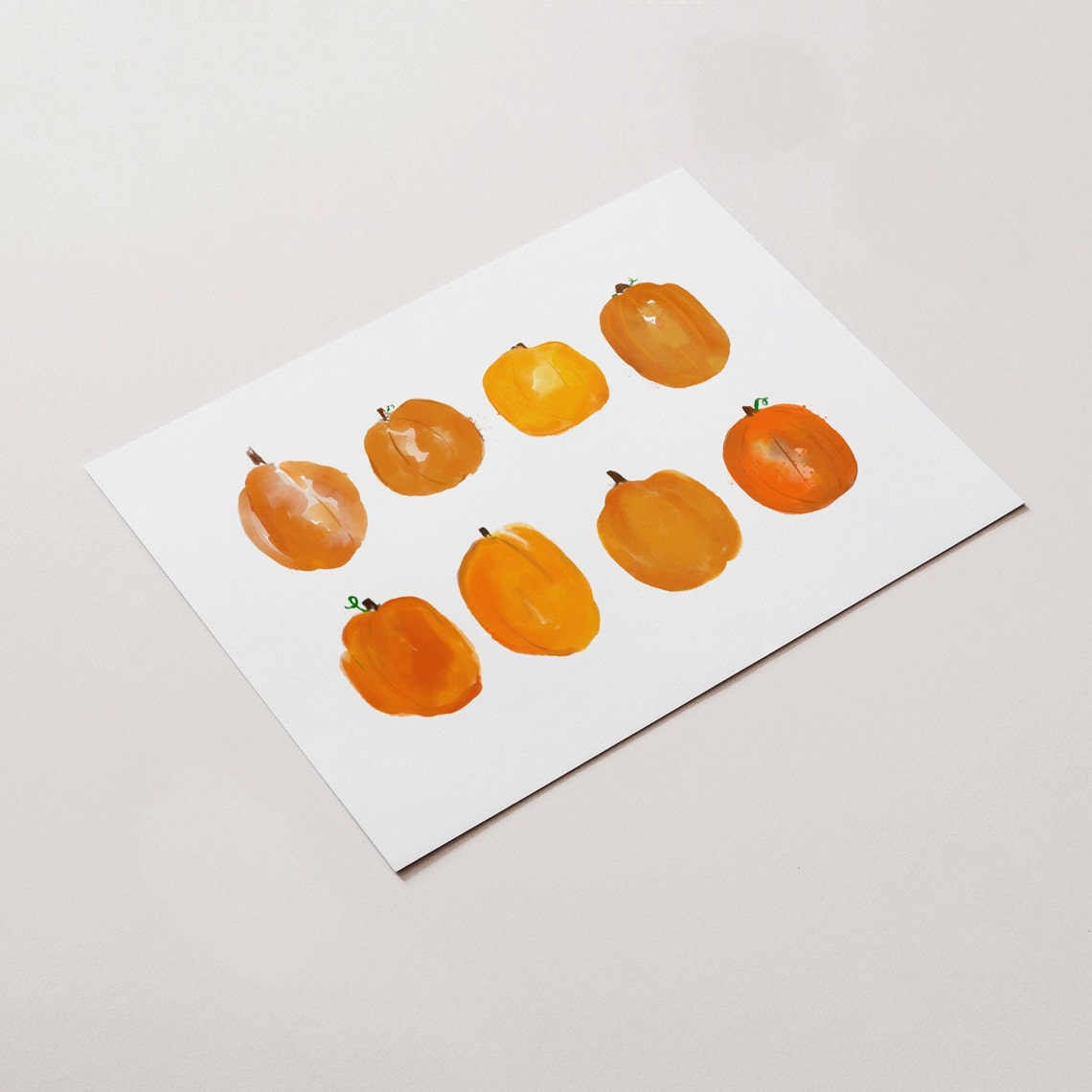 Watercolor Orange Pumpkins Row Fall Autumn Minimalist Artwork Poster - Image 2