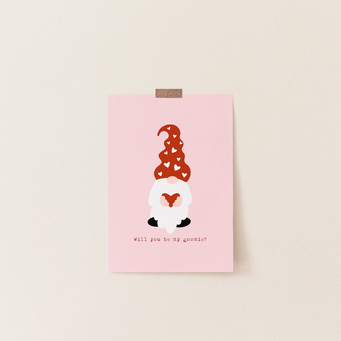 Will You Be My Gnomie Valentine Gnome Pink Heart Wall Decor Poster - Image 2