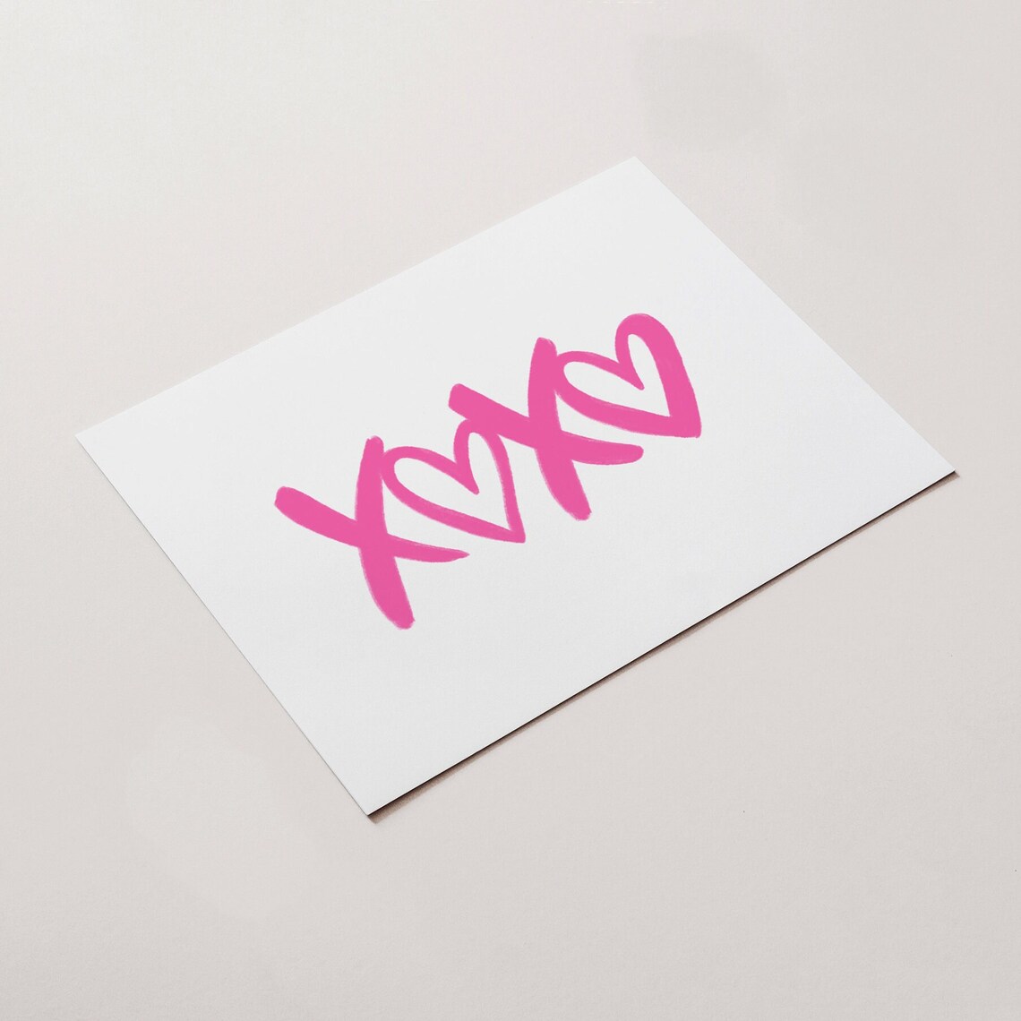 Hot Pink Watercolor XOXO Hearts Brush Lettering Love Valentine Poster - Image 3