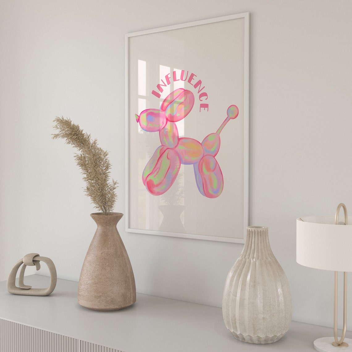 Influence Iridescent Balloon Dog Pink Pop Art Trendy Room Wall Poster