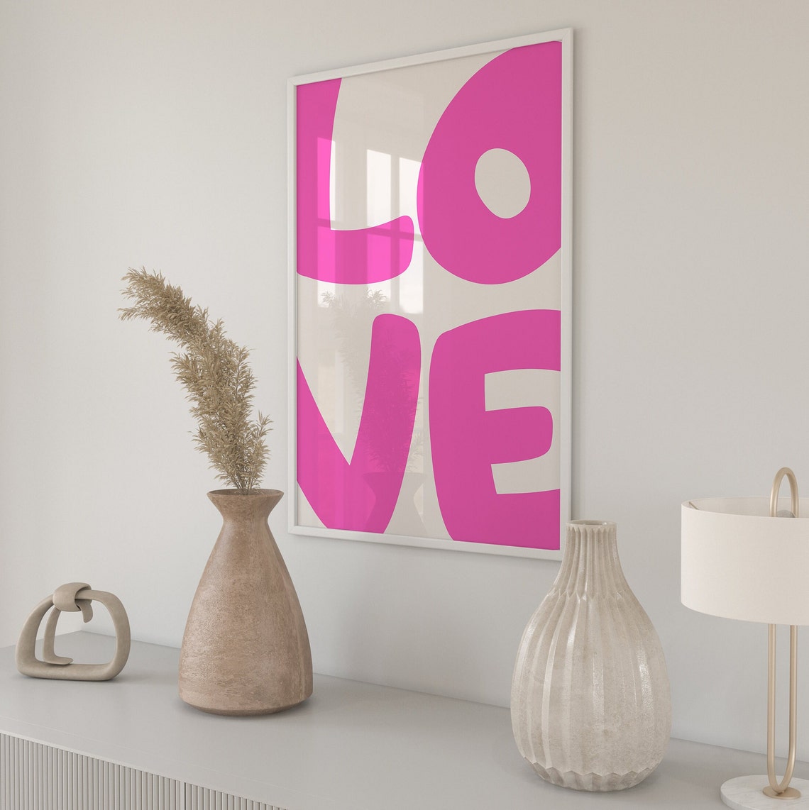 Love Big Bold Modern Hot Pink Block Letter Retro Typography Poster