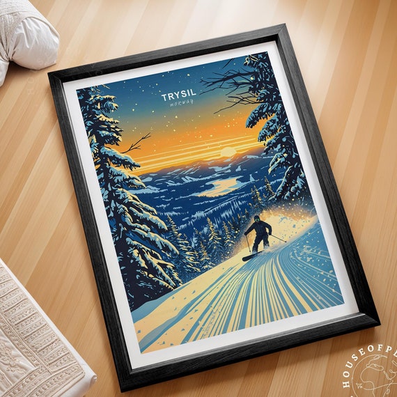 Trysil Winter Print Norway Skinng Poster Ski Wall Art Skiing Decor
