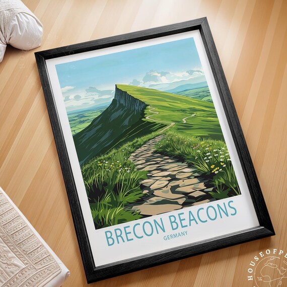 Brecon Beacons Mountain Trail National Park Germany Travel Poster
