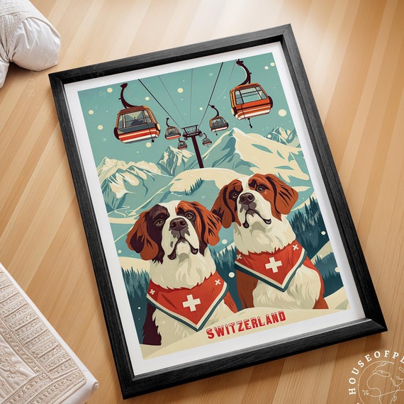 Switzerland Ski Poster Winter Wall Art Print Birthday Gifts Home Decor