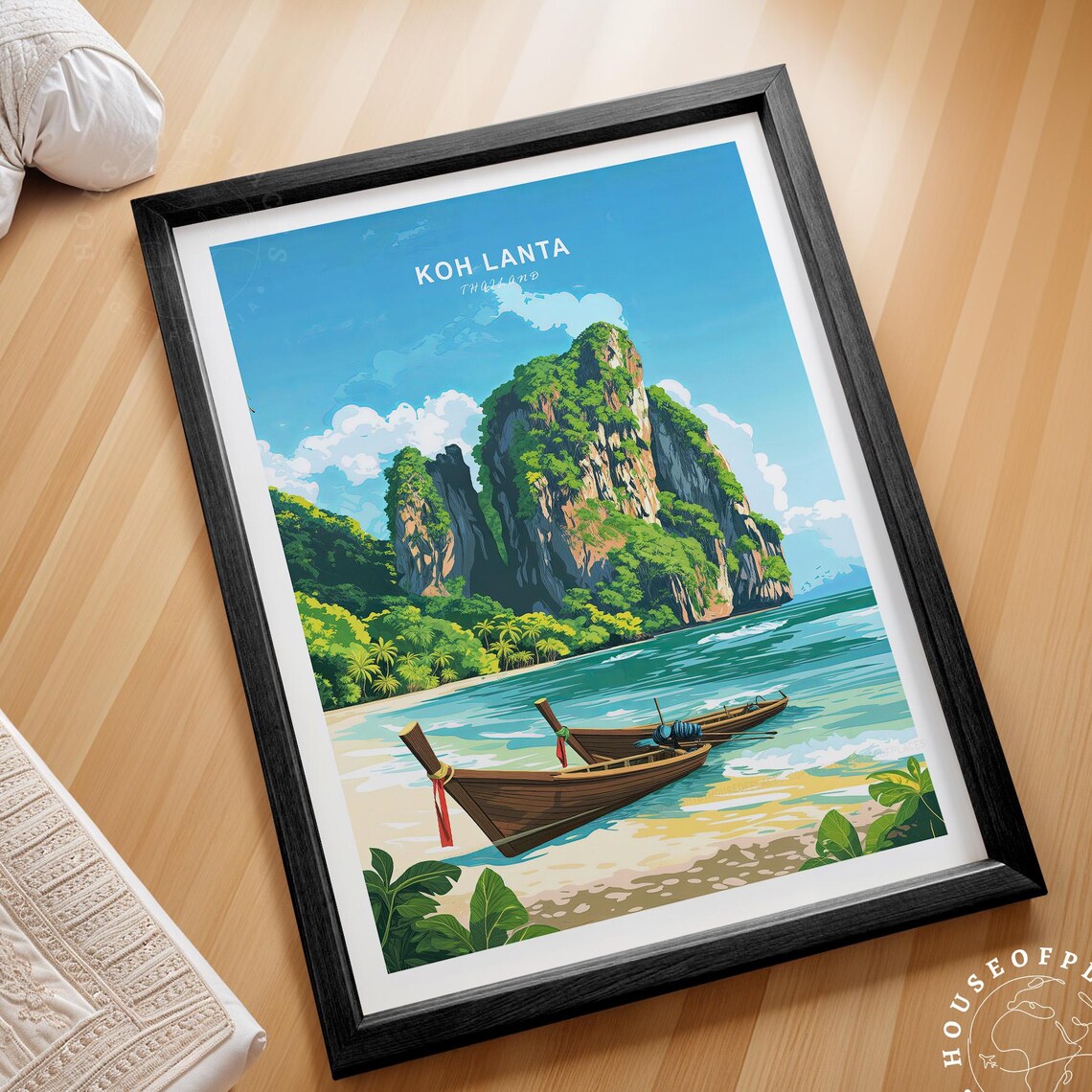 Koh Lanta Thailand Longtail Boats Turquoise Water Beach Poster