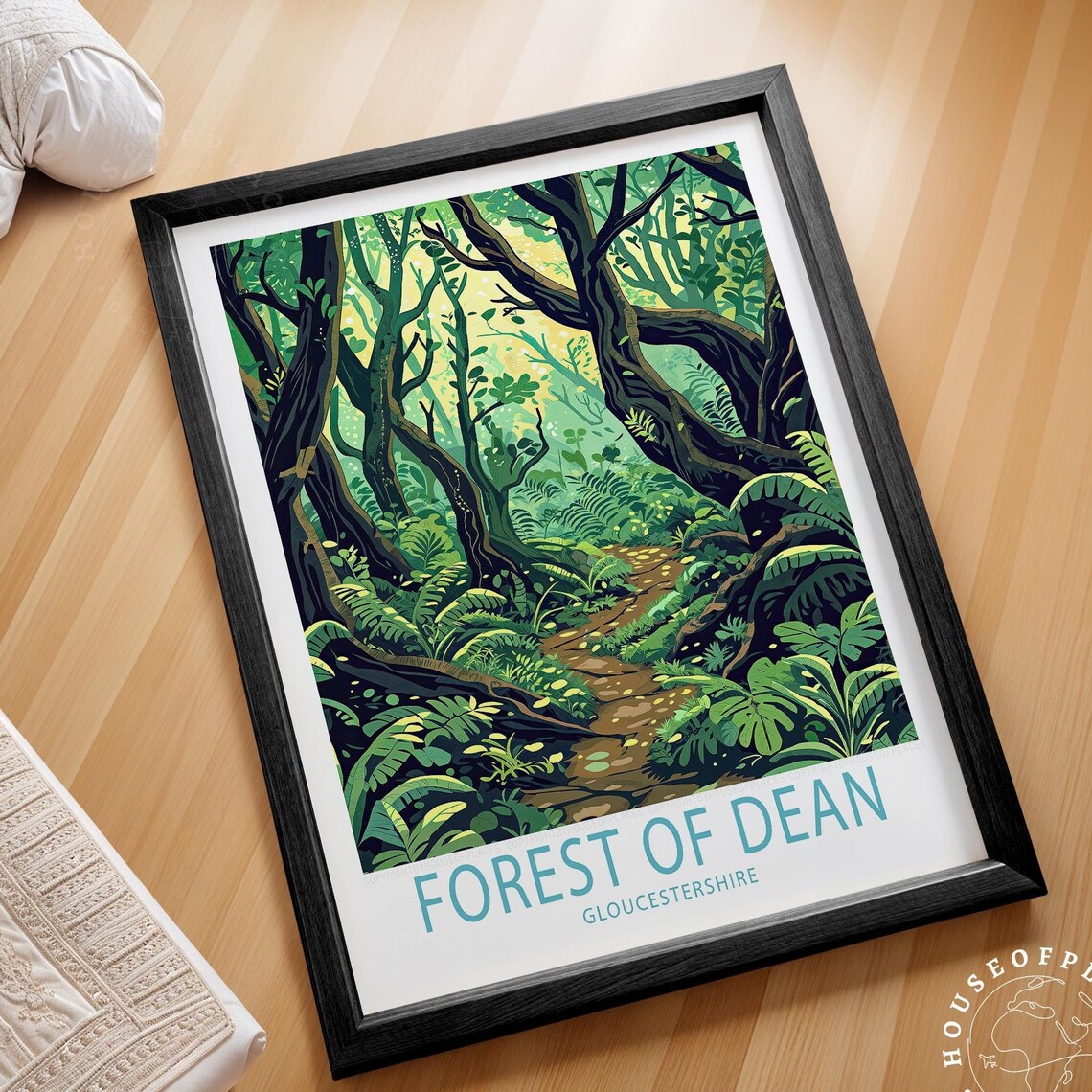 Forest of Dean Gloucestershire Lush Woodland Trail Scene Travel Poster