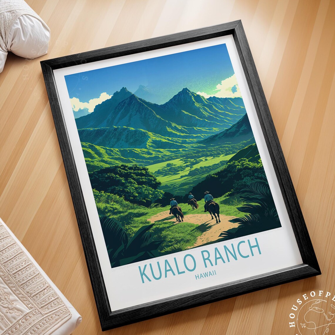 Kualo Ranch Hawaii Horseback Riders Green Valley Travel Poster