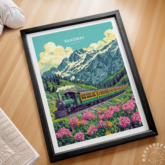 Skagway Alaska Travel Print Poster Wall Art Minimalist Cityscape Home Decor Gifts