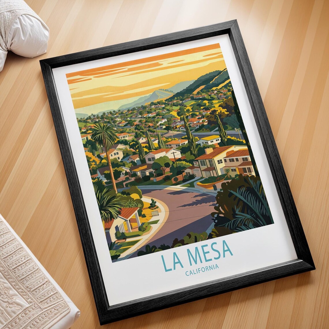 La Mesa Travel Poster San Diego Wall Art The Jewel Of Hills Print Home Decor Custom Birthday Gifts