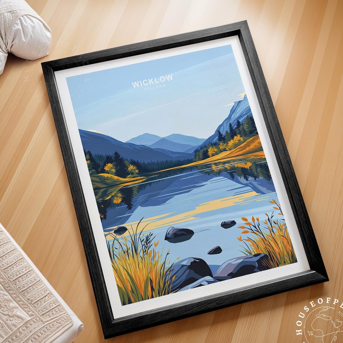 Wicklow Ireland Golden Autumn Lake Mountain Reflection Poster