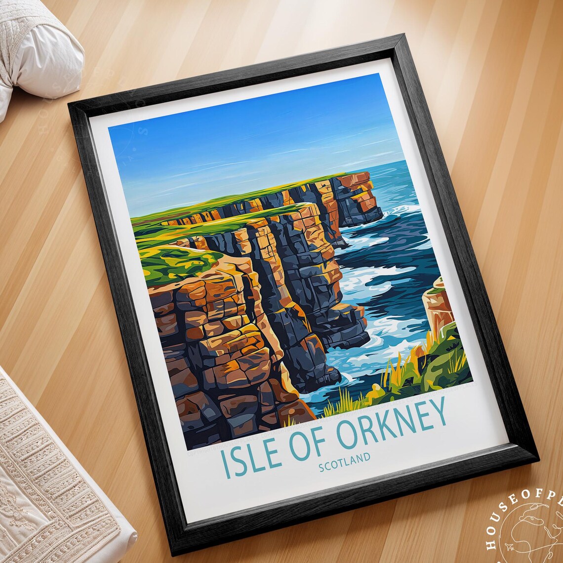 Isle of Orkney Scotland Dramatic Sea Cliffs Vintage Travel Poster